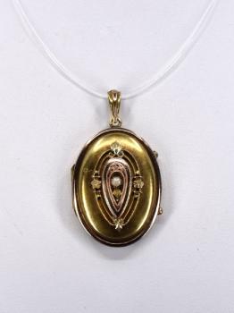 Medaillon - Gold, Fluss Perlen - 1890 Medaillon - Gold, Fluss Perlen - 1890