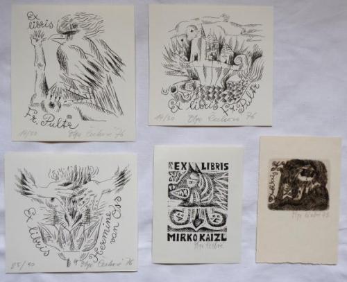 Olga Cechova - Fünf Exlibris (3 x 1976, 1 x 1973)  Olga Cechova - Fünf Exlibris (3 x 1976, 1 x 1973)