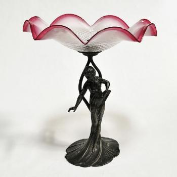 Glas-Aufsatzschale - Zinn, klares Glas - 1910 Glas-Aufsatzschale - Zinn, klares Glas - 1910