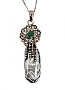 Silberne Halskette - Perlmutt, Silber - 1970 Silberne Halskette - Perlmutt, Silber - 1970