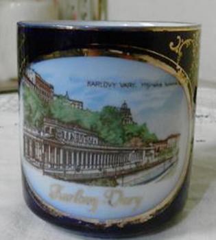 Porzellanbecher - weißes Porzellan, Kobalt - 1920 Porzellanbecher - weißes Porzellan, Kobalt - 1920