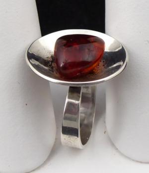 Silberring mit Bernstein - Polen 1963 - 1980 Silberring mit Bernstein - Polen 1963 - 1980