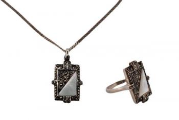 Silber Ring - Perlmutt, Silber - 1920 Silber Ring - Perlmutt, Silber - 1920