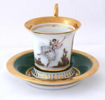Tasse mit Miniatur der Ballerina Carlotta Grisi - Tasse mit Miniatur der Ballerina Carlotta Grisi -