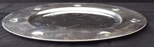 Silberes rundes Tablett, Stern mit Halbmond - Türk Silberes rundes Tablett, Stern mit Halbmond - Türk