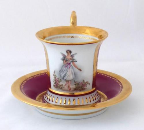 Tasse mit Miniatur der Ballerina Marie Taglioni -  Tasse mit Miniatur der Ballerina Marie Taglioni -