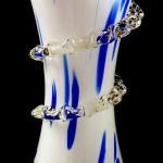 Vase mit weißem und blauem Glas - klare Spirale Vase mit weißem und blauem Glas - klare Spirale
