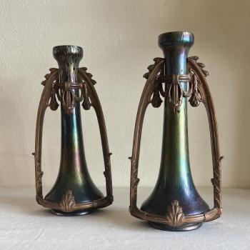Zwei Vasen - Irisierend Glas - Josef Rindskopf - 1900 Zwei Vasen - Irisierend Glas - Josef Rindskopf - 1900