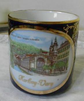 Porzellanbecher - weißes Porzellan, Kobalt - 1920 Porzellanbecher - weißes Porzellan, Kobalt - 1920