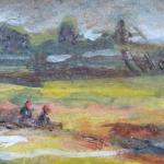 Alois Pitrmann - Landschaft mit Bäumen und Sitzfi Alois Pitrmann - Landschaft mit Bäumen und Sitzfi