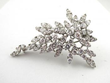 Brillant-Brosche - Weißgold, Diamant - 1965 Brillant-Brosche - Weißgold, Diamant - 1965