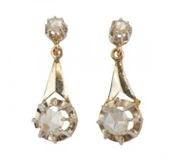 Goldene Ohrringe mit Diamanten - 1925 Goldene Ohrringe mit Diamanten - 1925