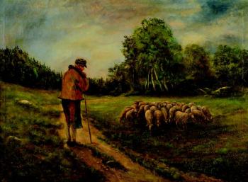 A shepherd with sheep A shepherd with sheep