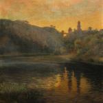 Romantische Landschaft mit Burg - 1907