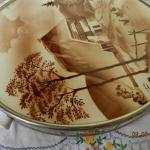 Runde Porzellan Platte - Chrom, weies Porzellan - 1940