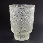 Vase - klares Glas, sandgestrahltes Glas - 1950