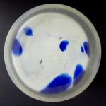 Vase mit weiem und blauem Glas - klare Spirale