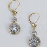 Goldene Ohrringe mit Diamanten - Silber, Gelbgold - 1980