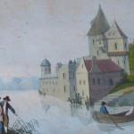 Schloss am See, mit Boot und Figuren