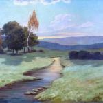 Klimes - Landschaft mit einem Bach und einer Birke