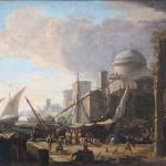 Hafen, Italien 1780, l auf Leinwand