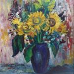 M. Dostalova - Stilleben mit Sonnenblumen in blaue