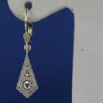 Au 585/1000/ 2,60 g, Diamanten im Altschliff 2 x 0,07 ct, Art Deco