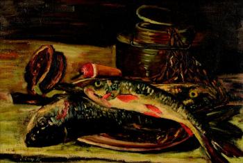 A still life with trouts