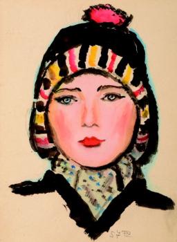 A portrait of a female in a winter hat