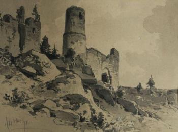 Romantische Landschaft mit Burg - Liebscher Karel (1851 - 1906) - 1880