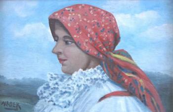 Medek - Portrait einer Frau im Kostm Schal
