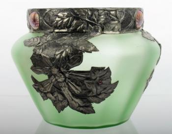 Vase - grünes Glas - Loetz Bohemia - 1910