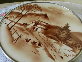 Runde Porzellan Platte - Chrom, weißes Porzellan - 1940