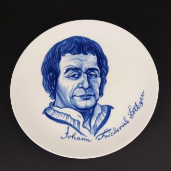 Tasse und Untertasse - weißes Porzellan, Kobalt - Meissen - 1972