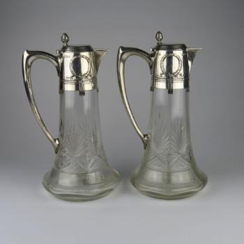 Glaskrug - klares Glas, Silber - 1900