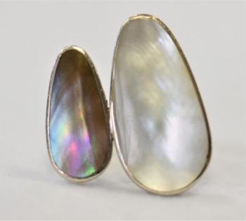 Silber Ring - Perlmutt, Silber - 1960