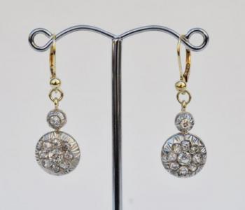 Goldene Ohrringe mit Diamanten - Silber, Gelbgold - 1980