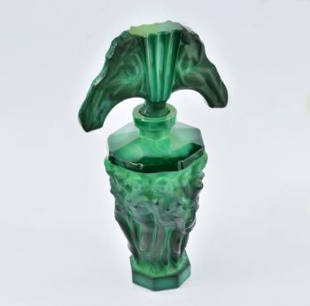 Flakon - Glas, Malachit - SCHLEWOGT, design Artur Pleva - 1930
