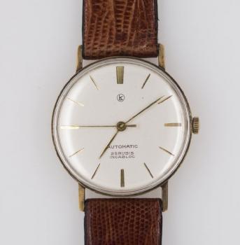 Armbanduhr - Leder, Gold - 1960