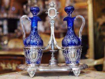 Tisch-Set Silber - blaues Glas, Silber - 1900