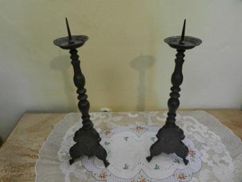 Zwei Kerzenhalter - Zinn - 1854