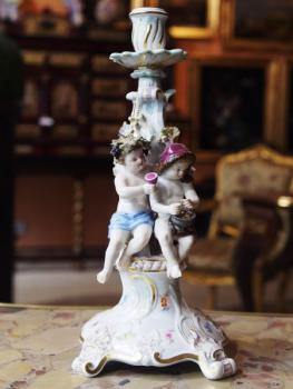Porzellan Kerzenhalter - weißes Porzellan - Meissen - 1890