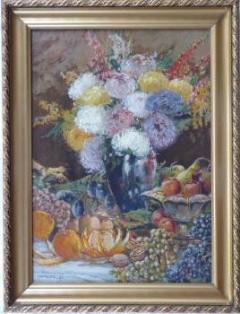 Zdenek Nemastil - Stilleben mit Blumen, Obst und S
