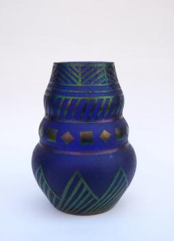 Vase - blaues Glas, Irisierend Glas - 1925