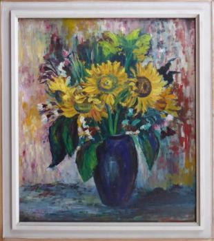 M. Dostalova - Stilleben mit Sonnenblumen in blaue