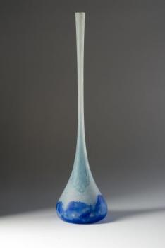 Vase - klares Glas, blaues Glas - 1920