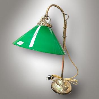 Tischlampe - Messing, grünes Glas - 1920