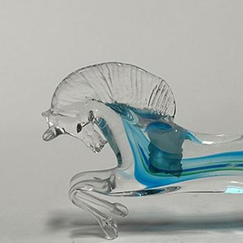 Glasfigur - klares Glas, grn-blaues Glas - 1970