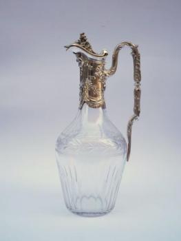 Karaffe - geschliffenes Glas, Silber - 1890