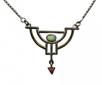 Silberne Halskette - Silber, Opal - 1930